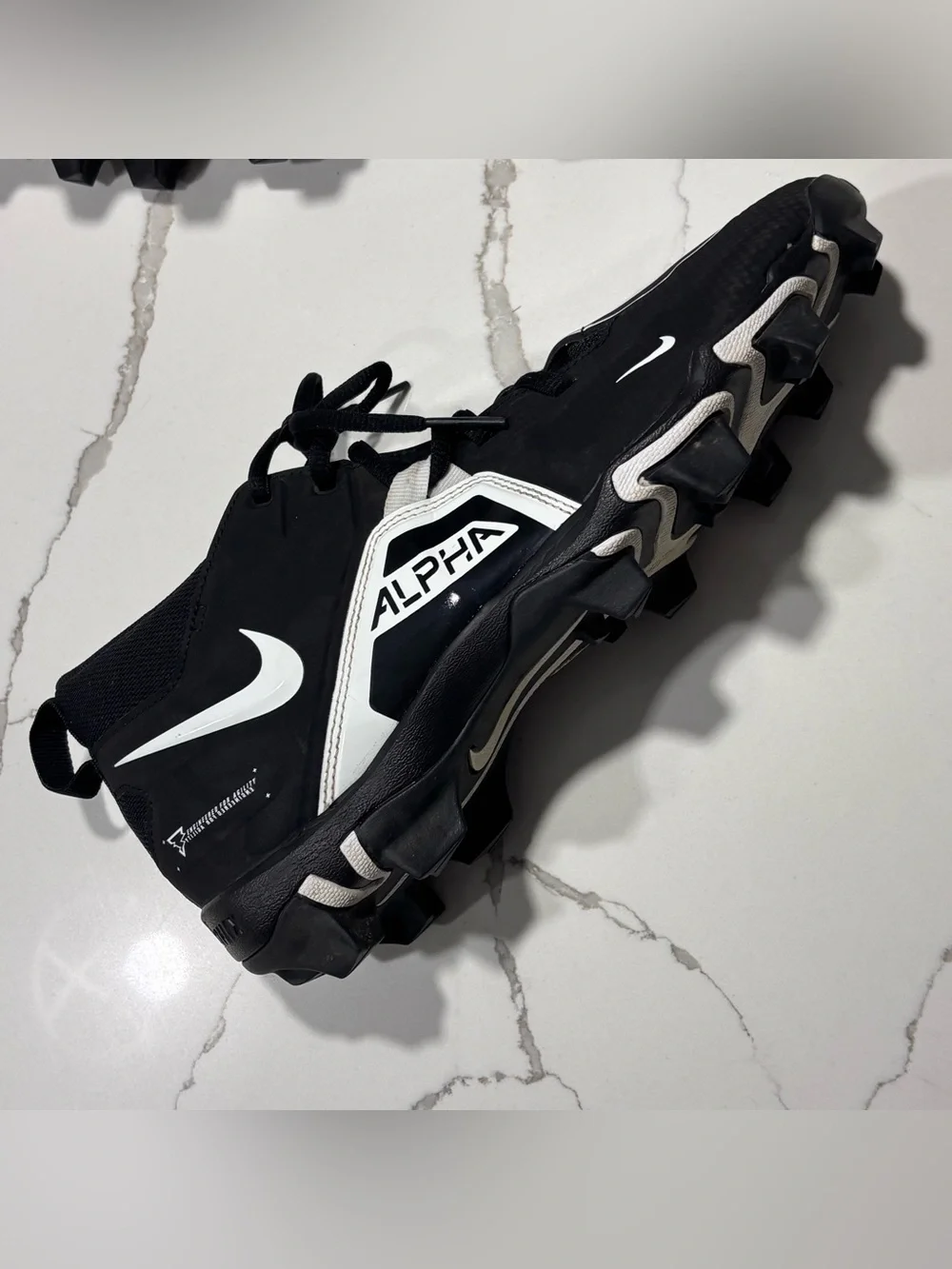 Nike Alpha Fastflex Football Cleats Men’s 10 CV0582-001 Black White Molded Studs